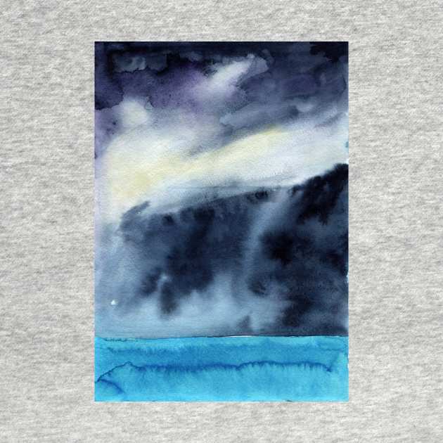 Watercolor landscape sky clouds by Olga Berlet